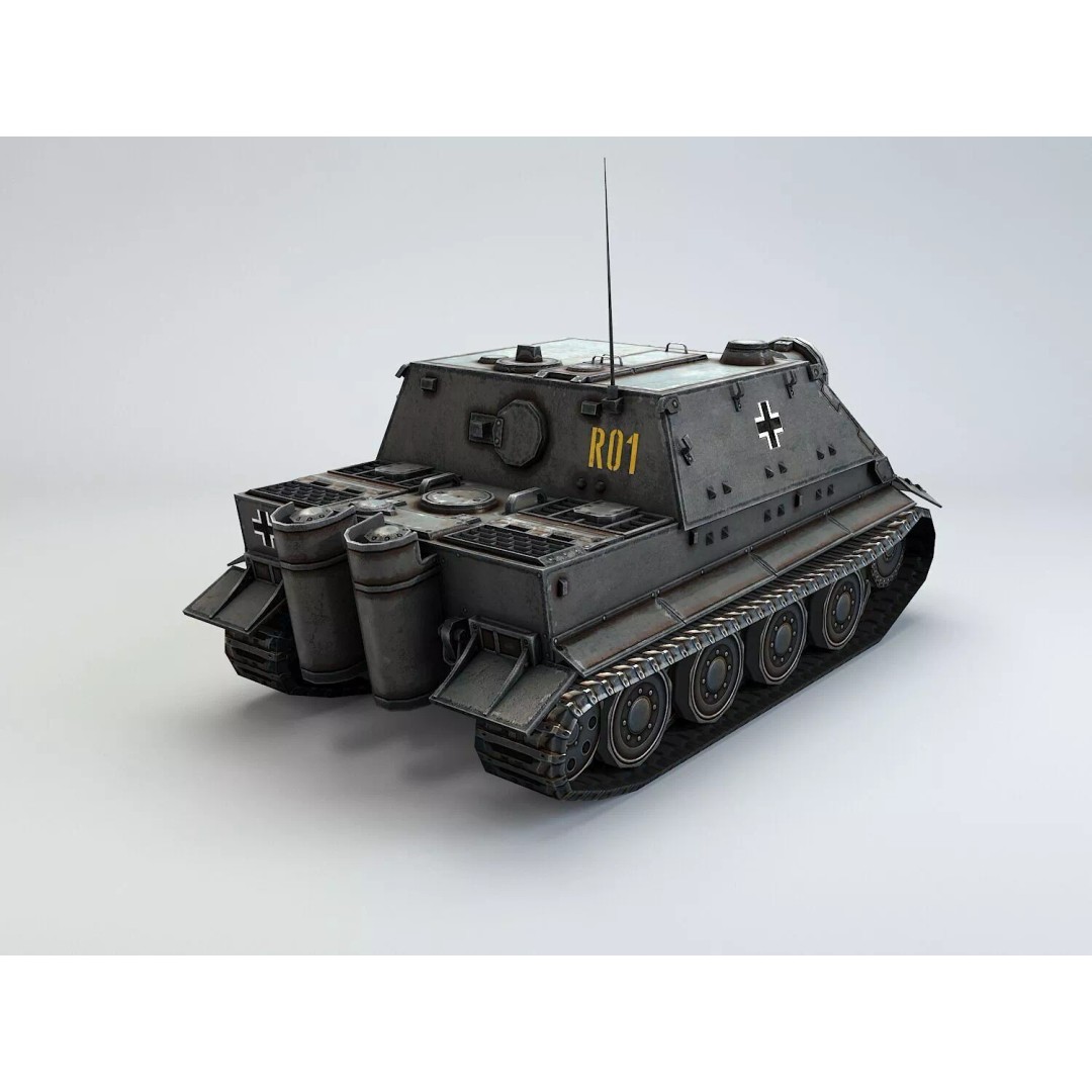Sturmtiger 3D Model – Low Poly Military Vehicle, FBX, Game Ready - View 9