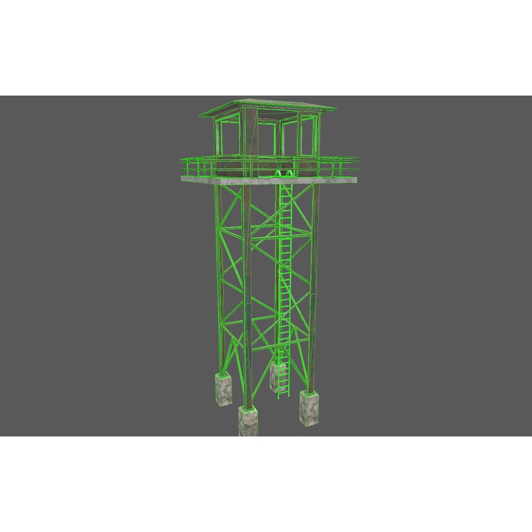 Military Watchtower 3D Model – Low Poly Game Ready Asset, FBX