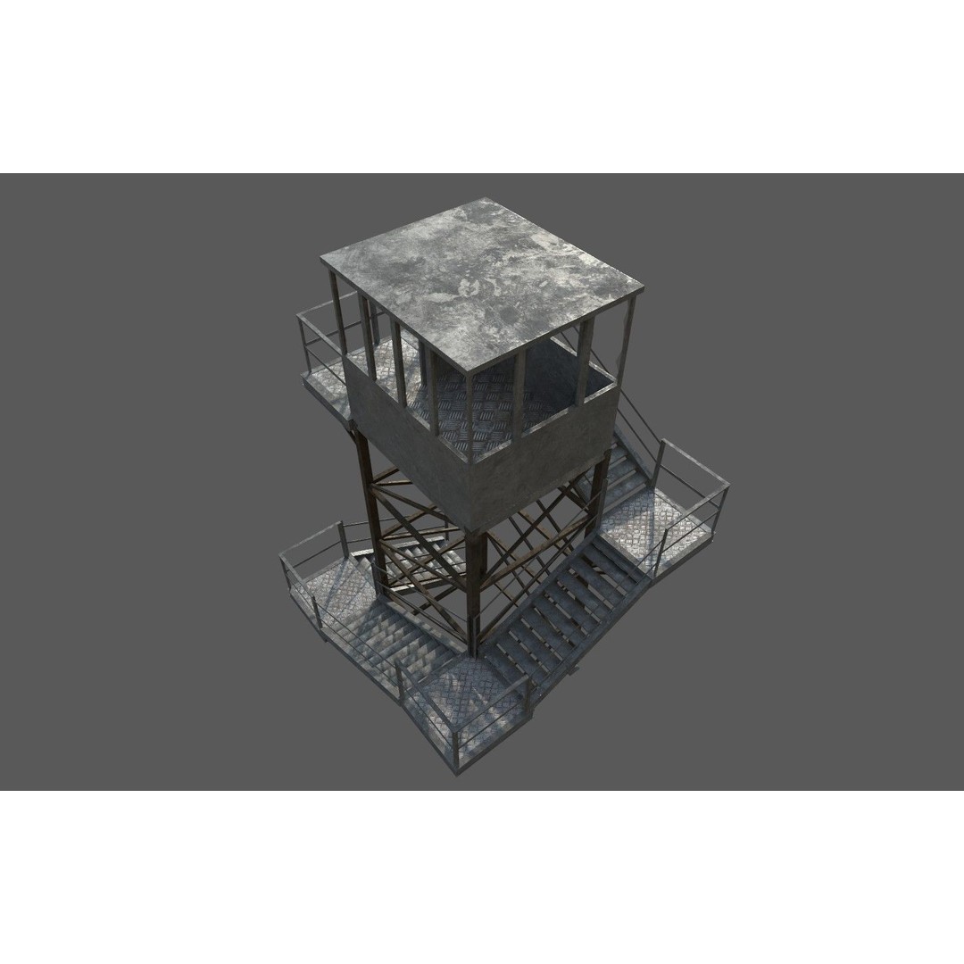 Military Watchtower 3D Model – Low Poly Game Ready Asset, FBX - View 10
