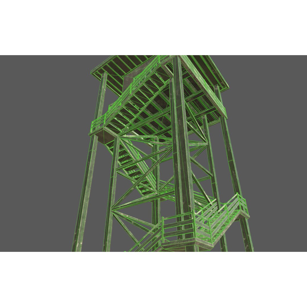 Military Watchtower 3D Model – Low Poly Game Ready Asset, FBX - View 16