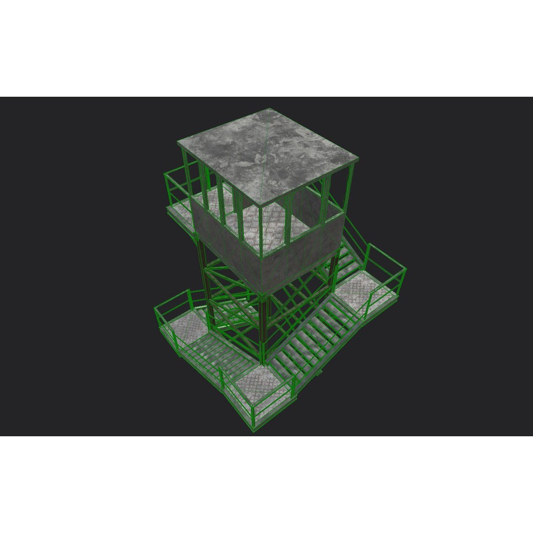 Military Watchtower 3D Model – Low Poly Game Ready Asset, FBX - View 17
