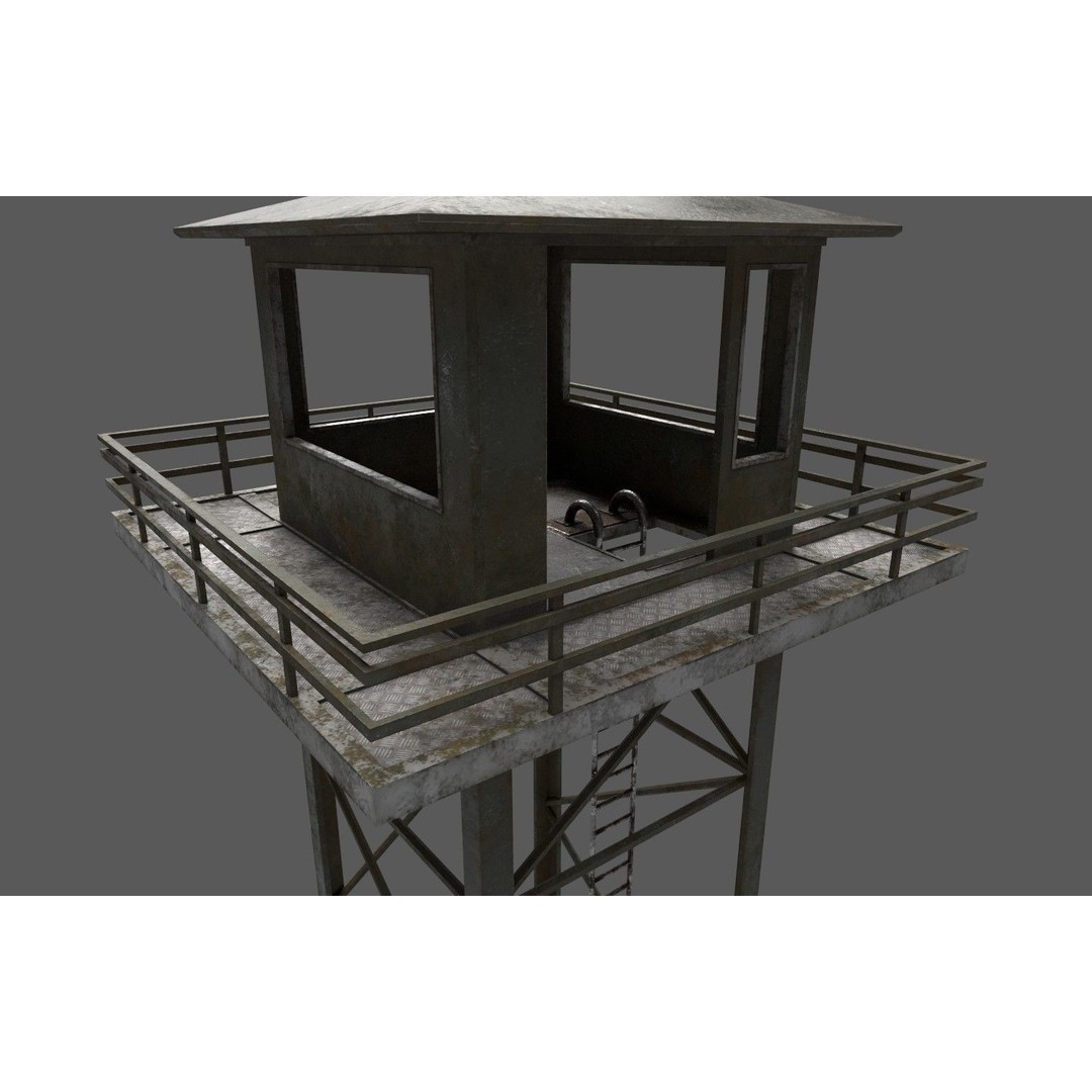 Military Watchtower 3D Model – Low Poly Game Ready Asset, FBX - View 3