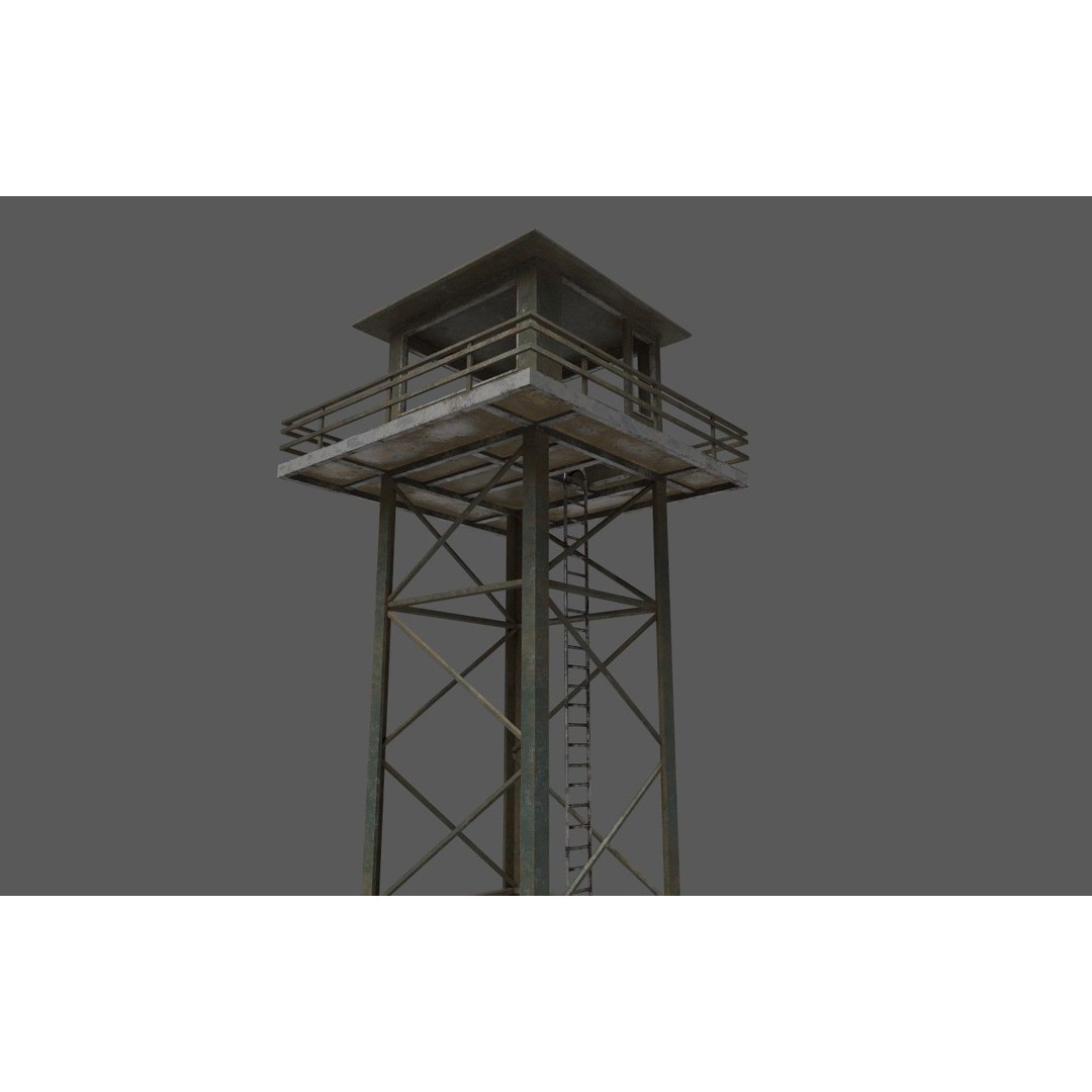 Military Watchtower 3D Model – Low Poly Game Ready Asset, FBX - View 4