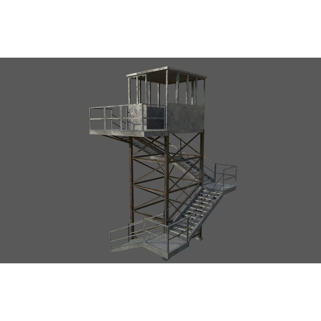 Military Watchtower 3D Model – Low Poly Game Ready Asset, FBX - View 8