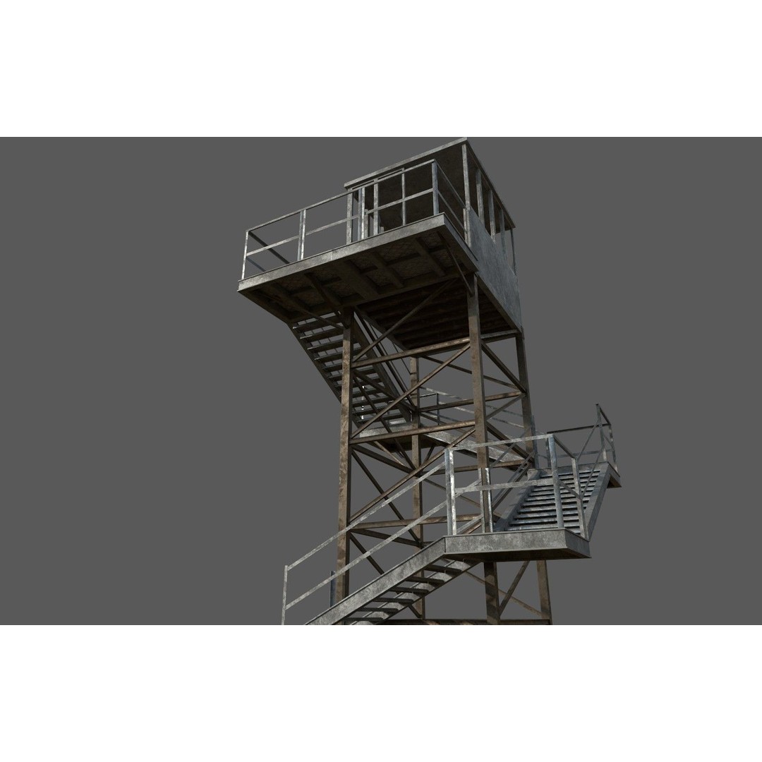 Military Watchtower 3D Model – Low Poly Game Ready Asset, FBX - View 9