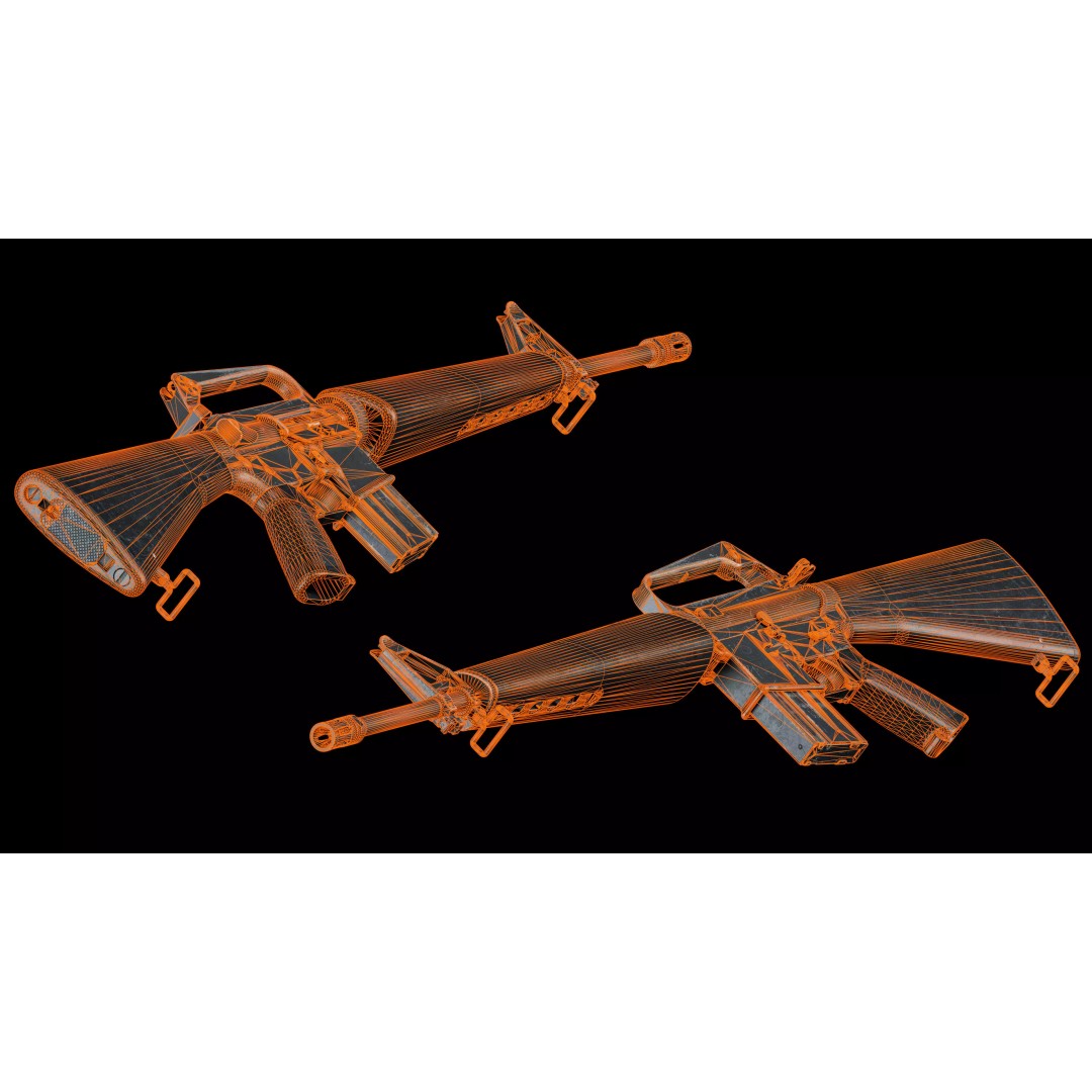 M16A1 Tactical 3D Model – Low Poly Game-Ready Rifle, FBX & OBJ
