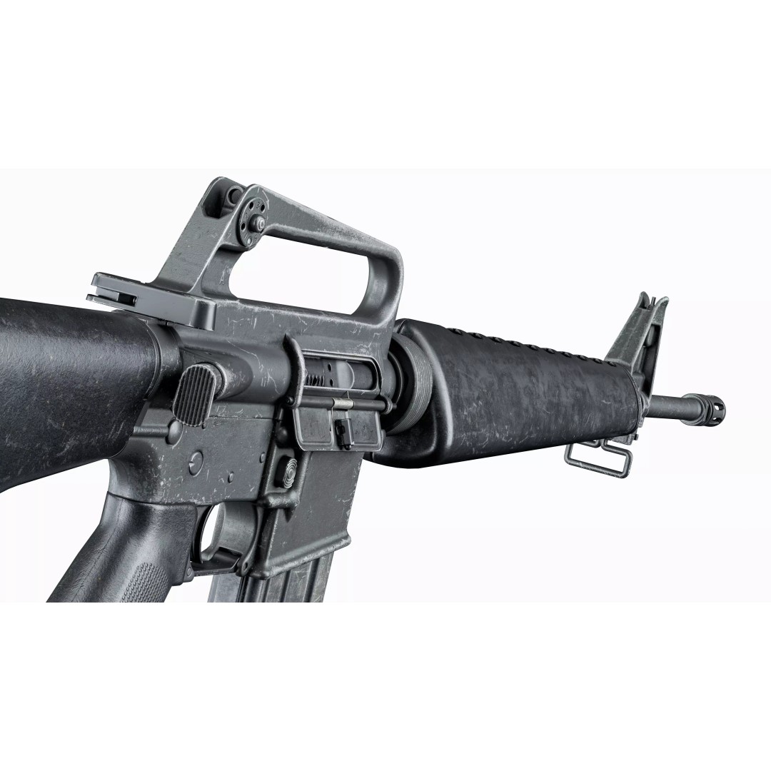 M16A1 Tactical 3D Model – Low Poly Game-Ready Rifle, FBX & OBJ - View 14