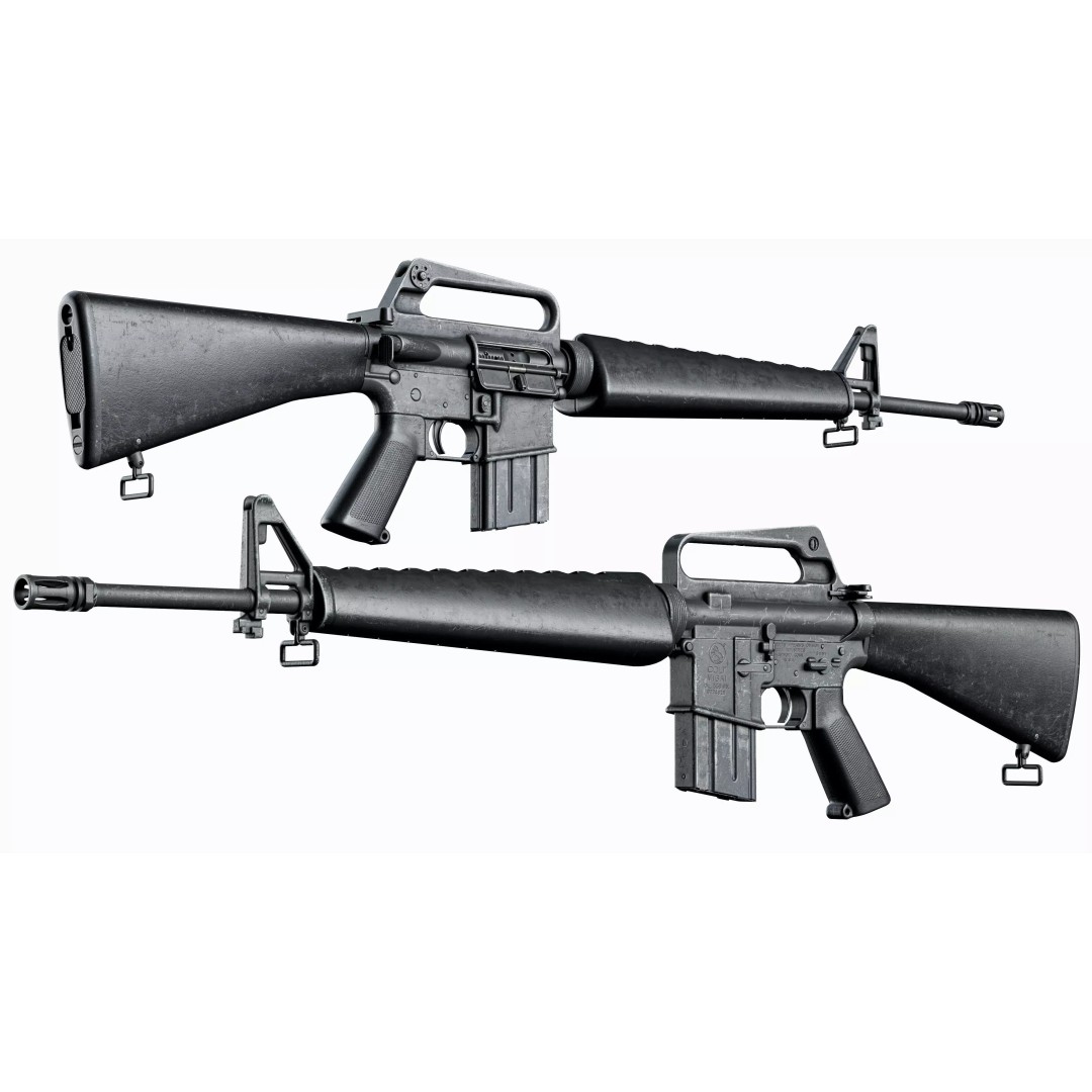 M16A1 Tactical 3D Model – Low Poly Game-Ready Rifle, FBX & OBJ - View 16