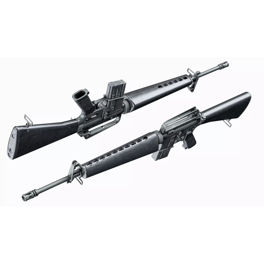 M16A1 Tactical 3D Model – Low Poly Game-Ready Rifle, FBX & OBJ - View 17