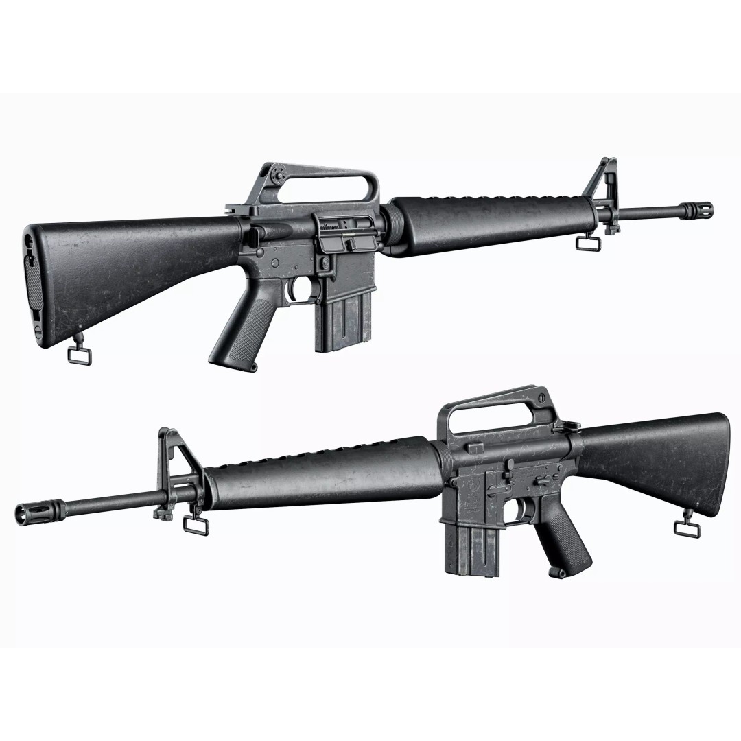 M16A1 Tactical 3D Model – Low Poly Game-Ready Rifle, FBX & OBJ - View 2
