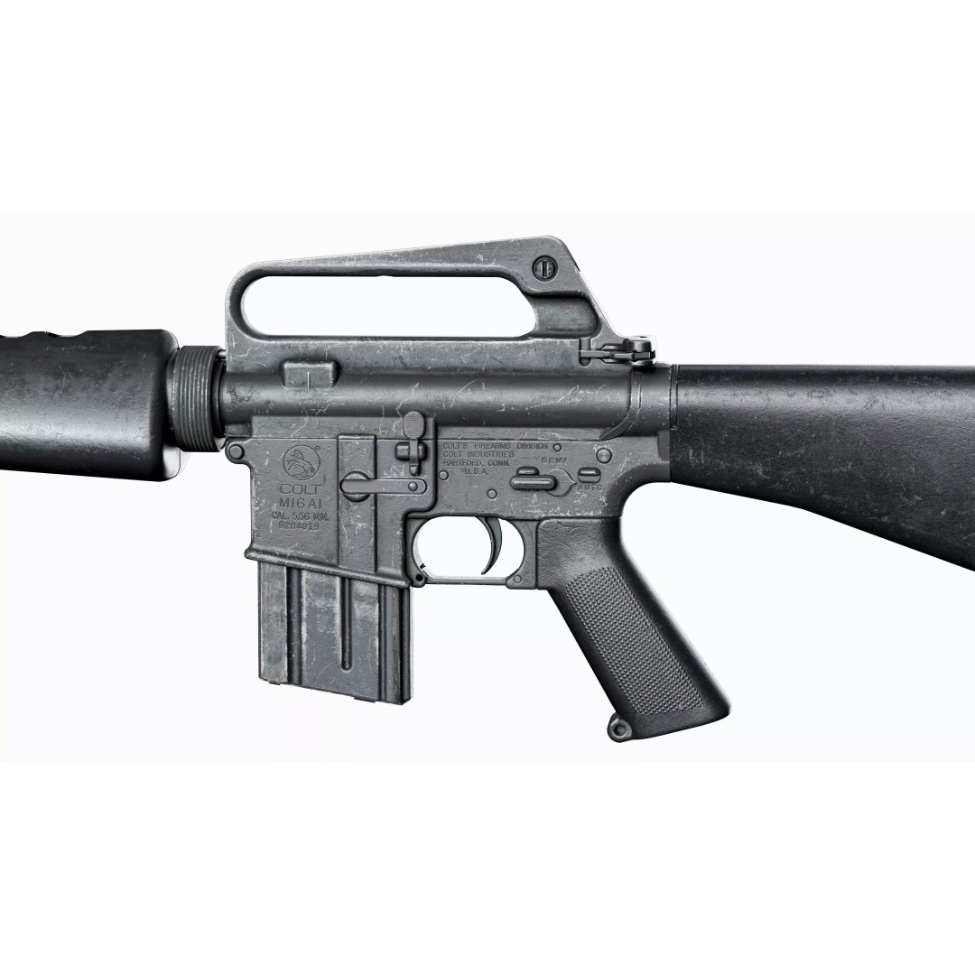 M16A1 Tactical 3D Model – Low Poly Game-Ready Rifle, FBX & OBJ - View 3