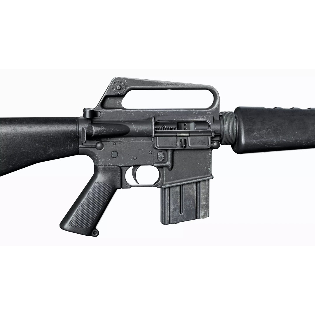 M16A1 Tactical 3D Model – Low Poly Game-Ready Rifle, FBX & OBJ - View 4
