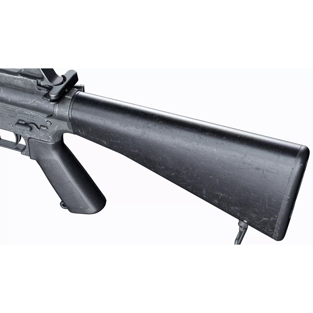 M16A1 Tactical 3D Model – Low Poly Game-Ready Rifle, FBX & OBJ - View 9