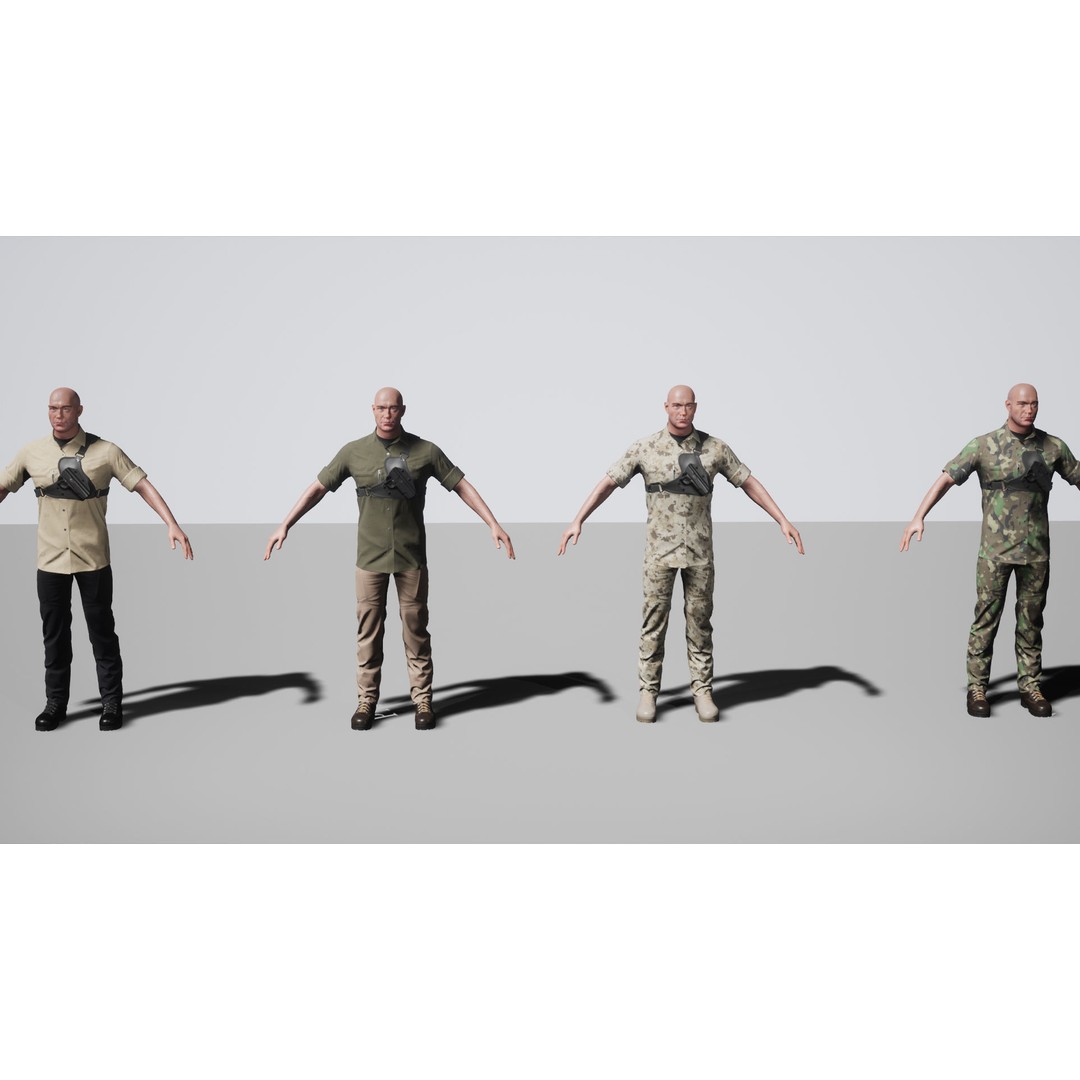 Army Guy 3D Model – Low Poly Military Character with Gun - View 11
