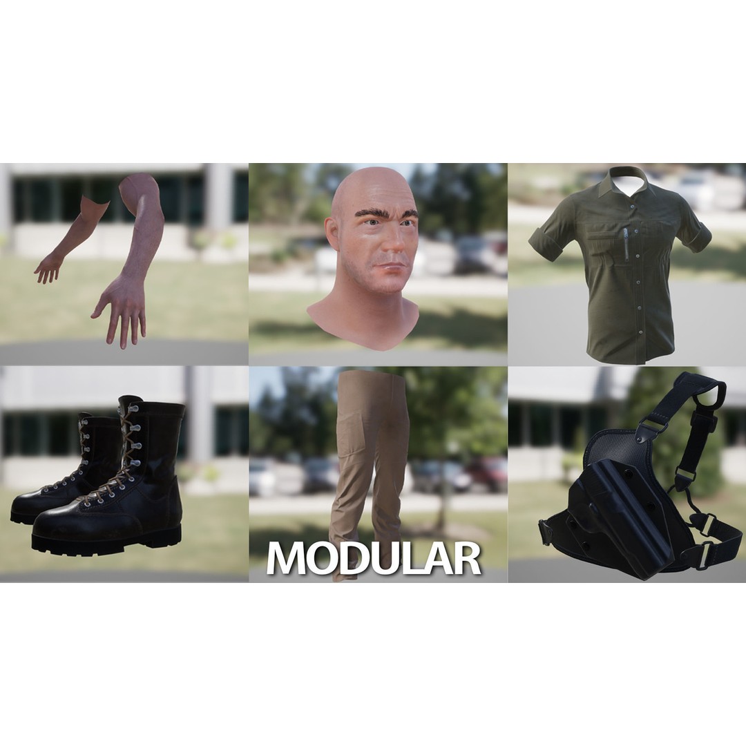 Army Guy 3D Model – Low Poly Military Character with Gun - View 13