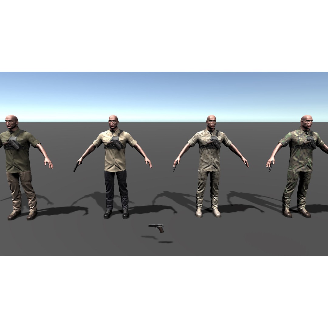 Army Guy 3D Model – Low Poly Military Character with Gun - View 15