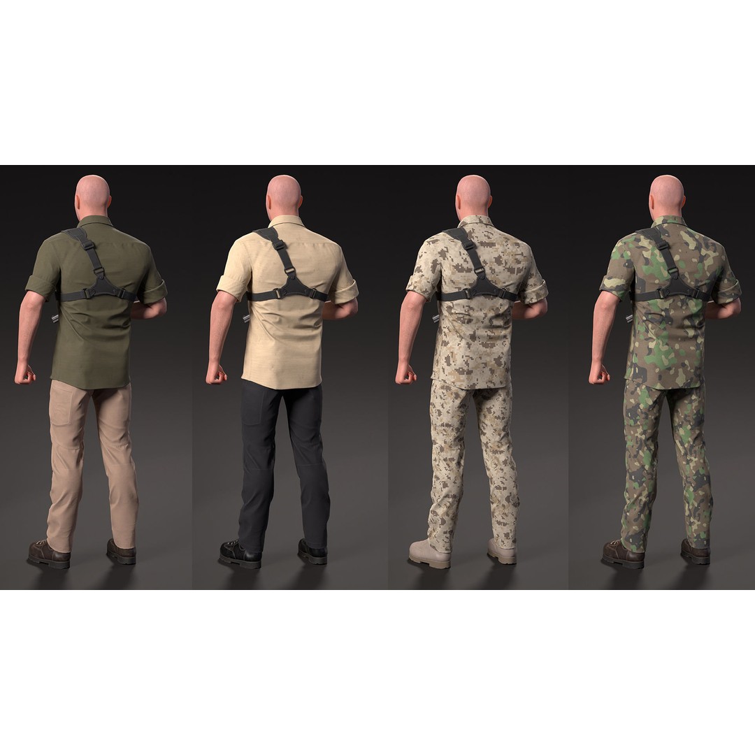 Army Guy 3D Model – Low Poly Military Character with Gun - View 5