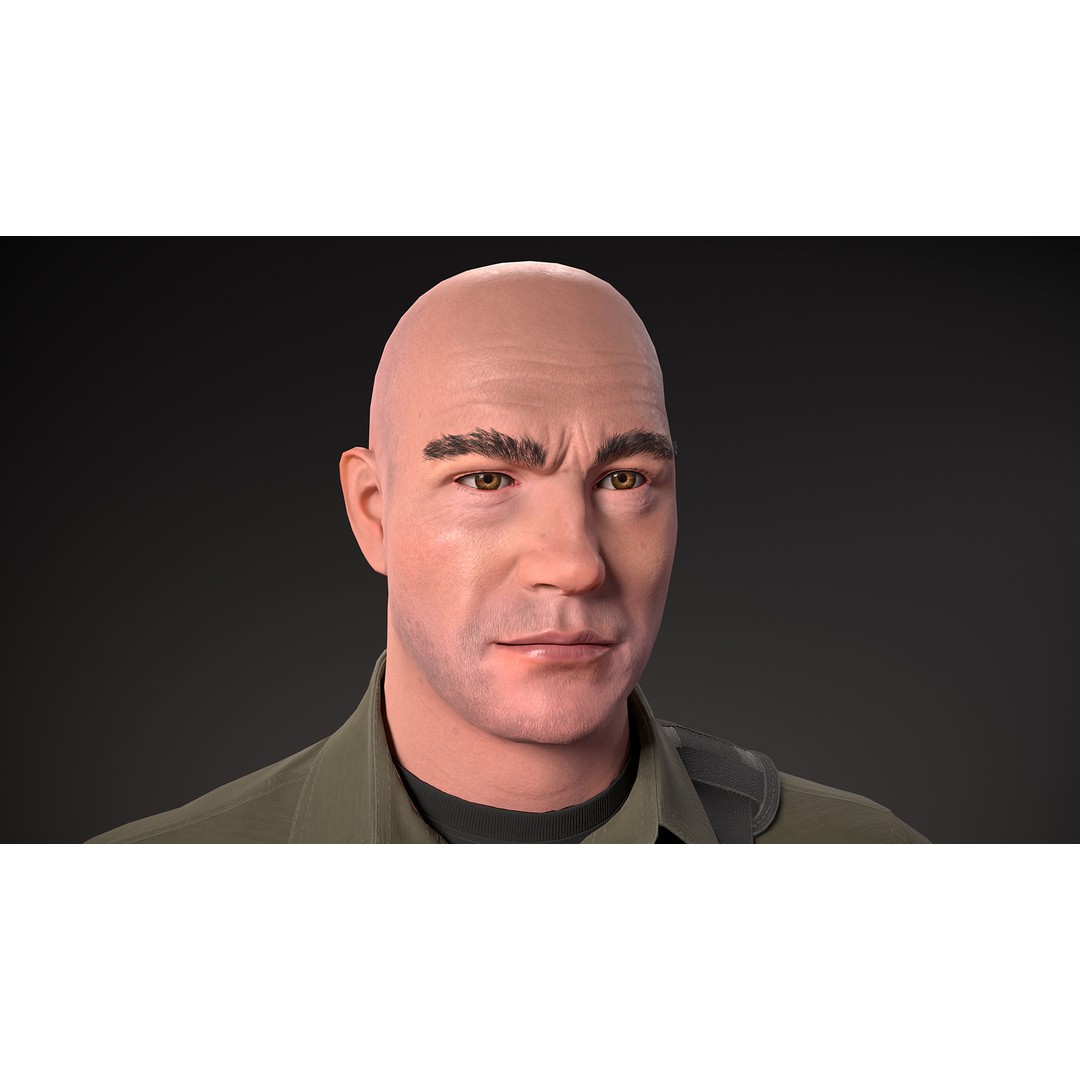 Army Guy 3D Model – Low Poly Military Character with Gun - View 7