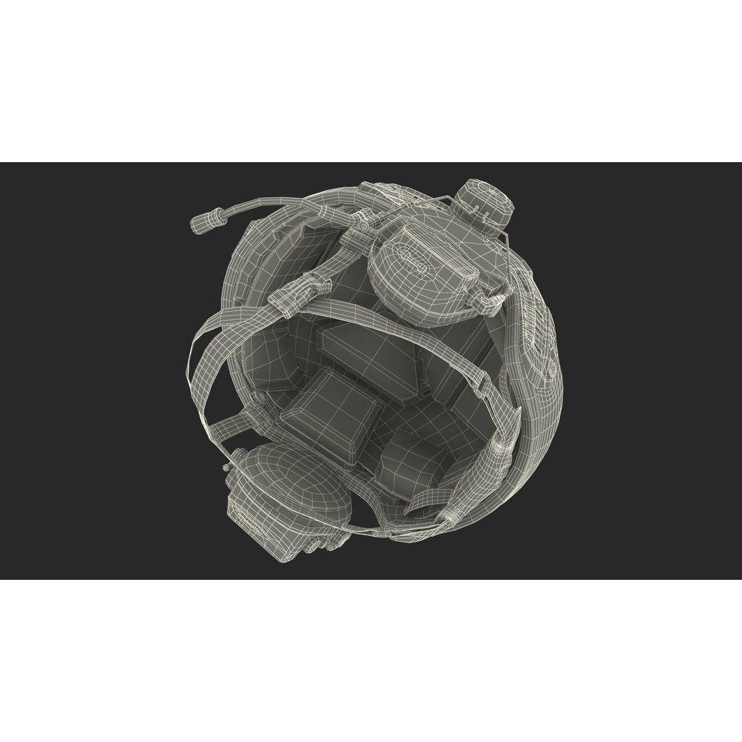 Tactical Gear Helmet 3D Model – Green Camo Fur, PBR Textures - View 18