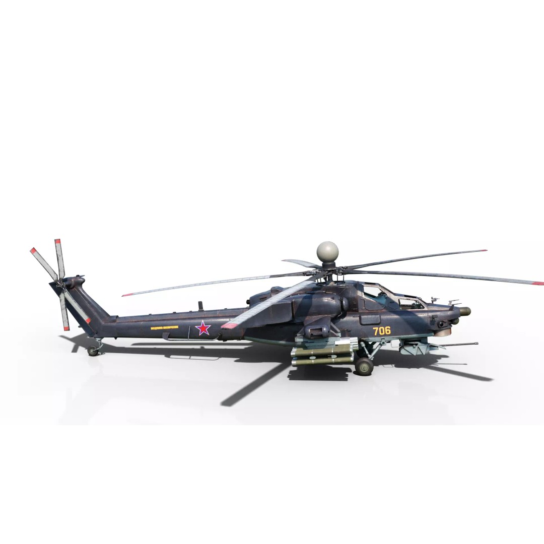 Russian MI-28N Havoc Attack Helicopter 3D Model – PBR Game Asset, FBX - View 12