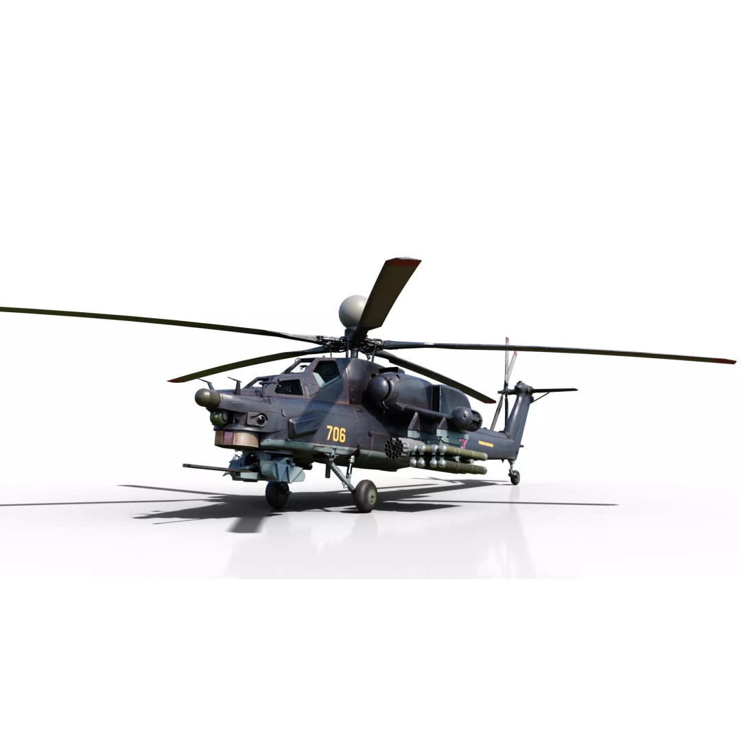 Russian MI-28N Havoc Attack Helicopter 3D Model – PBR Game Asset, FBX - View 2