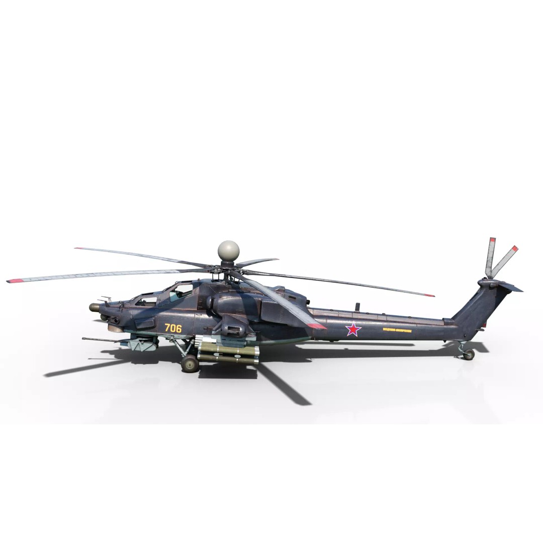 Russian MI-28N Havoc Attack Helicopter 3D Model – PBR Game Asset, FBX - View 9