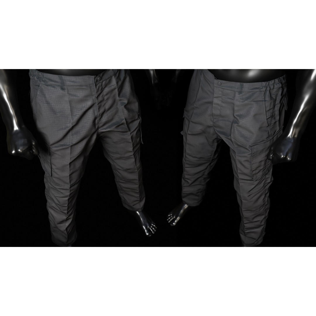 Cargo Pants 3D Model – Low Poly Game Asset, FBX, OBJ, PBR - View 12