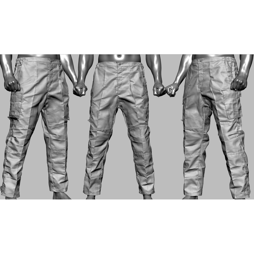 Cargo Pants 3D Model – Low Poly Game Asset, FBX, OBJ, PBR - View 17