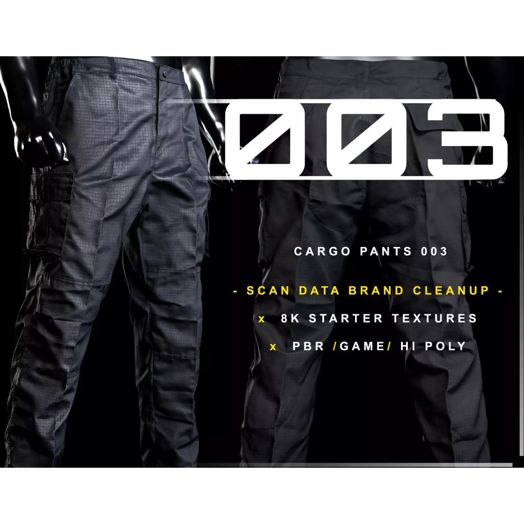 Cargo Pants 3D Model – Low Poly Game Asset, FBX, OBJ, PBR - View 2