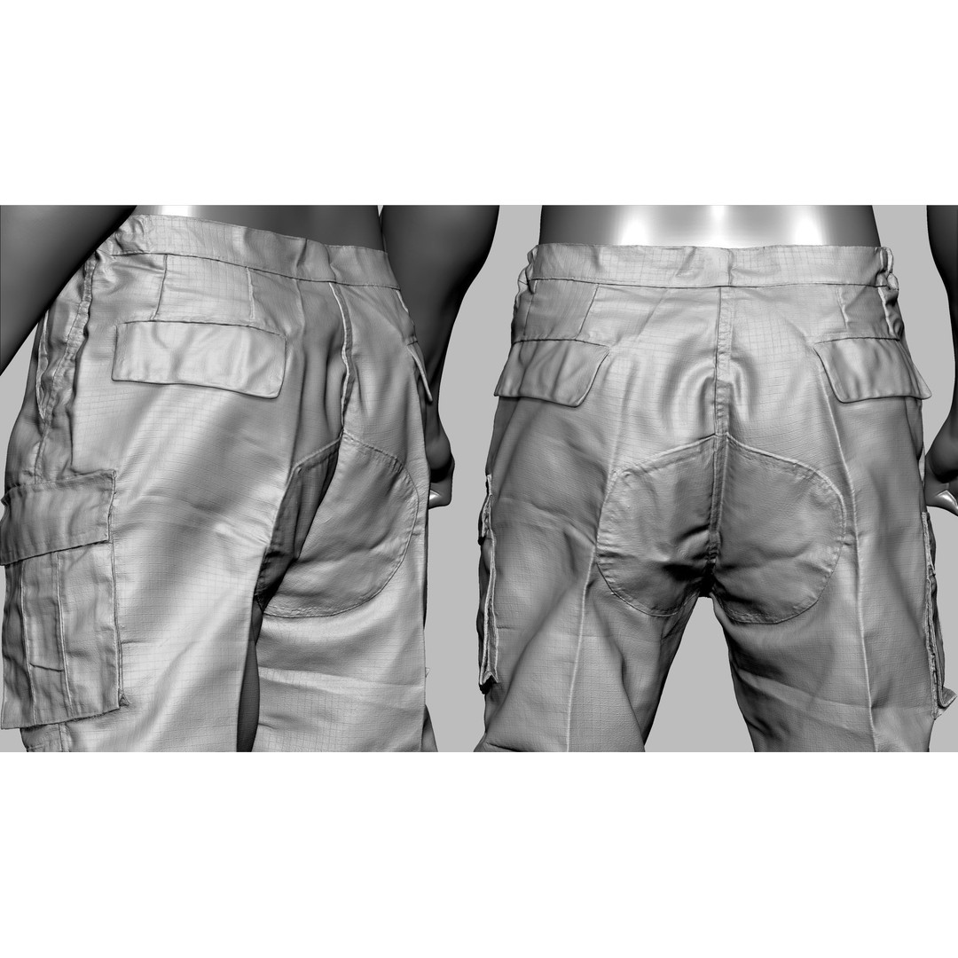 Cargo Pants 3D Model – Low Poly Game Asset, FBX, OBJ, PBR - View 22