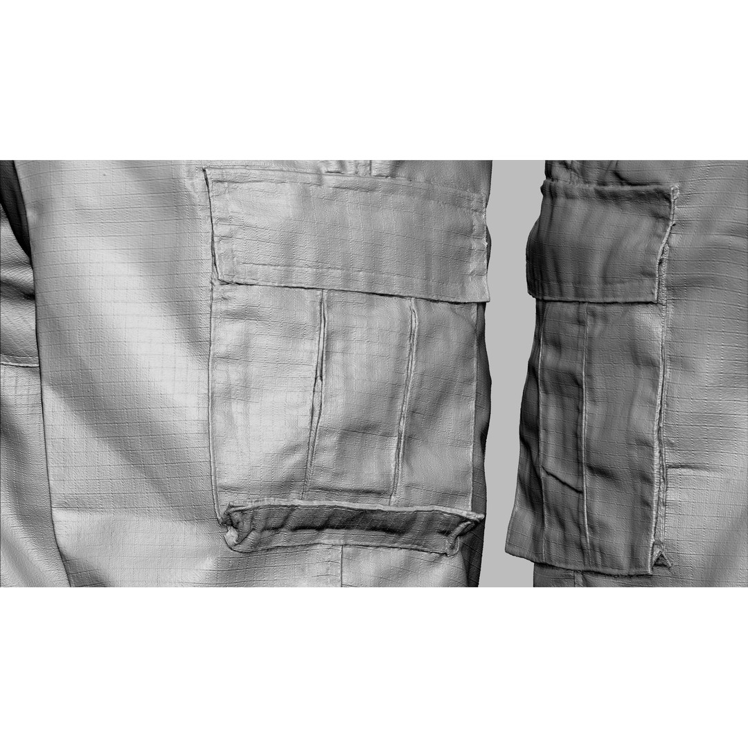 Cargo Pants 3D Model – Low Poly Game Asset, FBX, OBJ, PBR - View 23