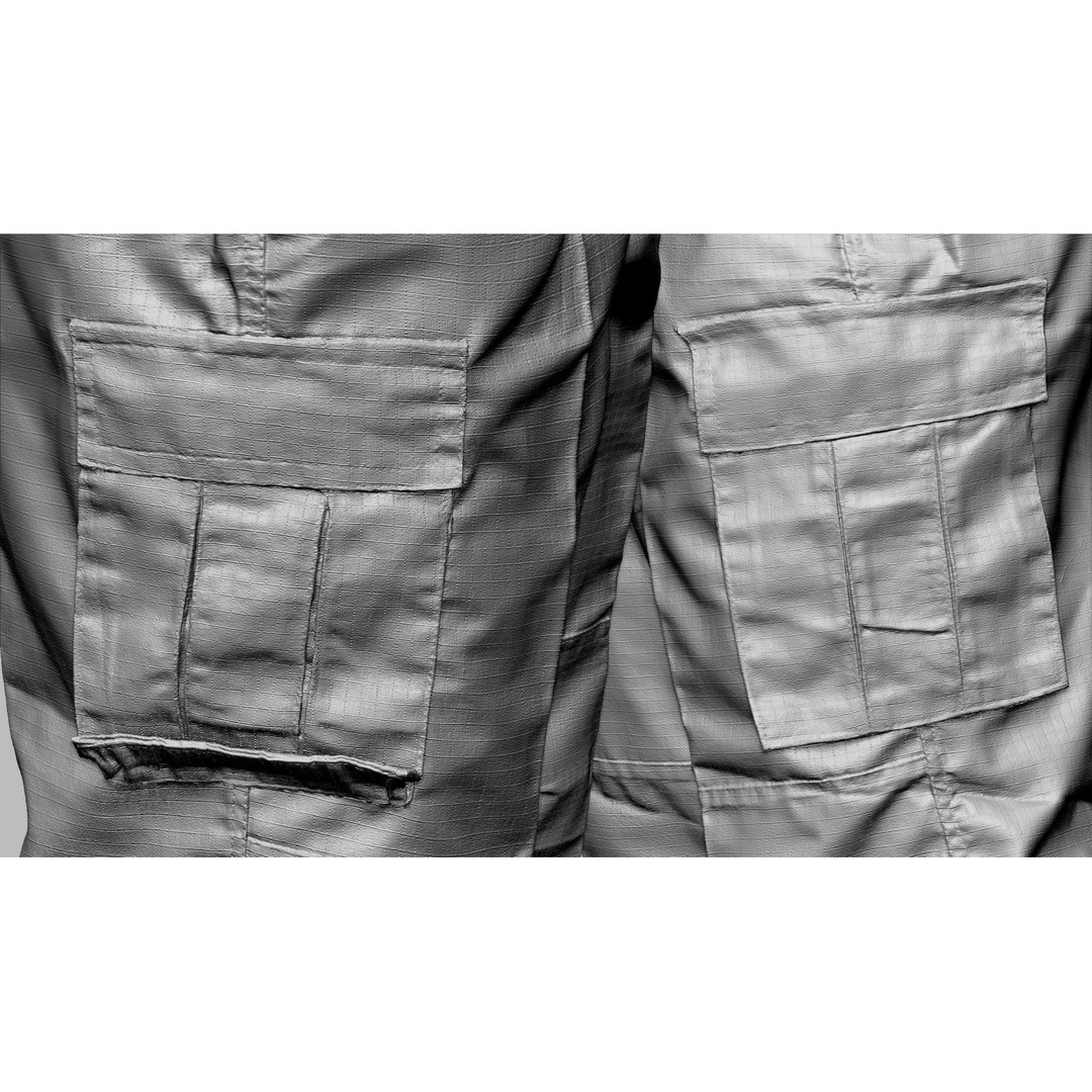 Cargo Pants 3D Model – Low Poly Game Asset, FBX, OBJ, PBR - View 24