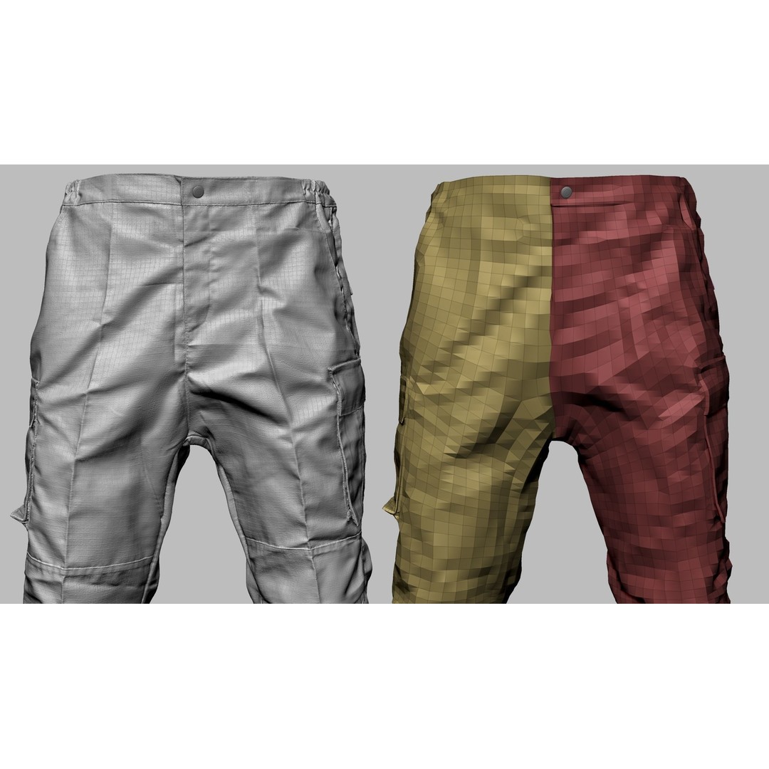 Cargo Pants 3D Model – Low Poly Game Asset, FBX, OBJ, PBR - View 27