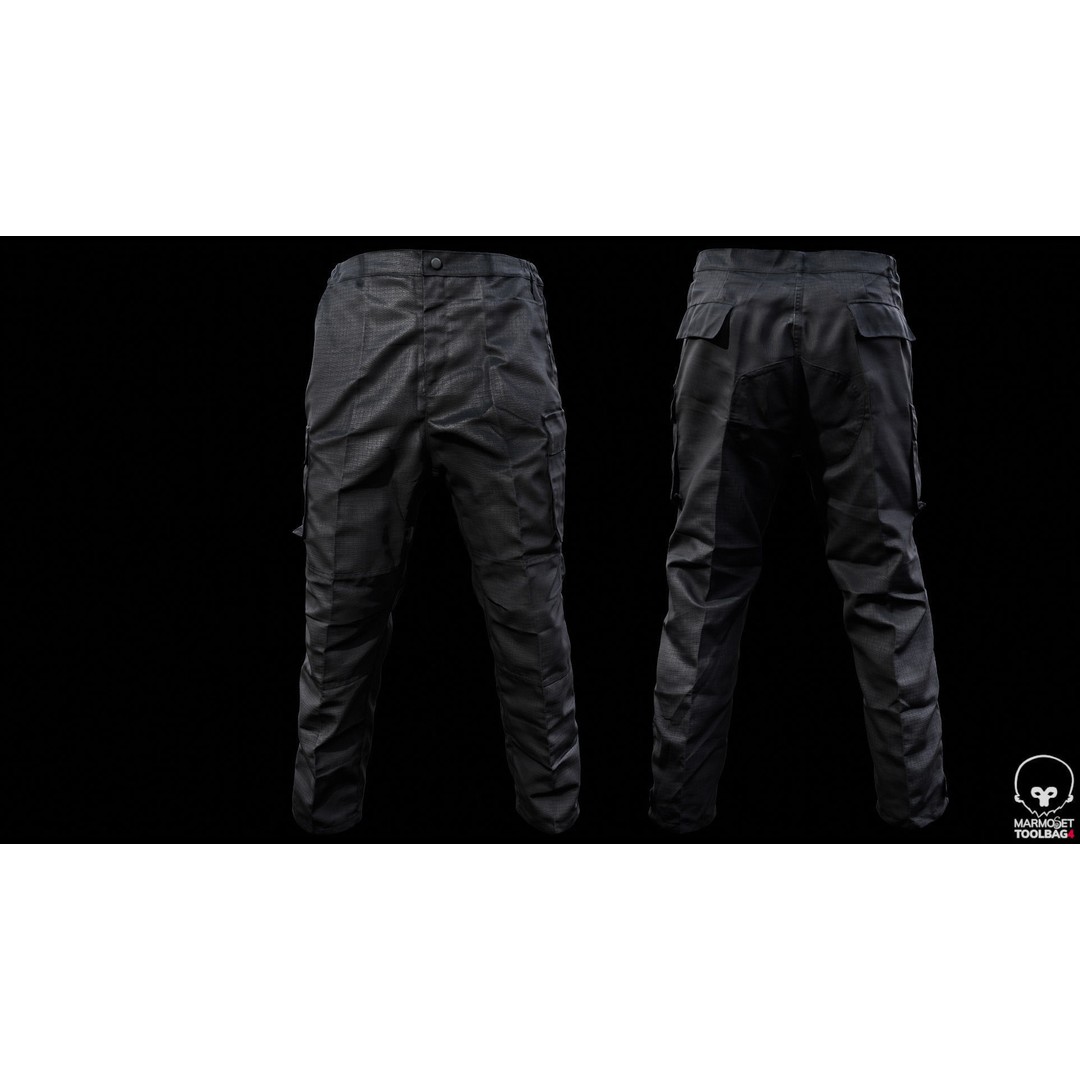 Cargo Pants 3D Model – Low Poly Game Asset, FBX, OBJ, PBR - View 4