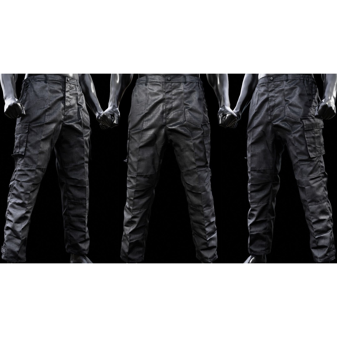 Cargo Pants 3D Model – Low Poly Game Asset, FBX, OBJ, PBR - View 6