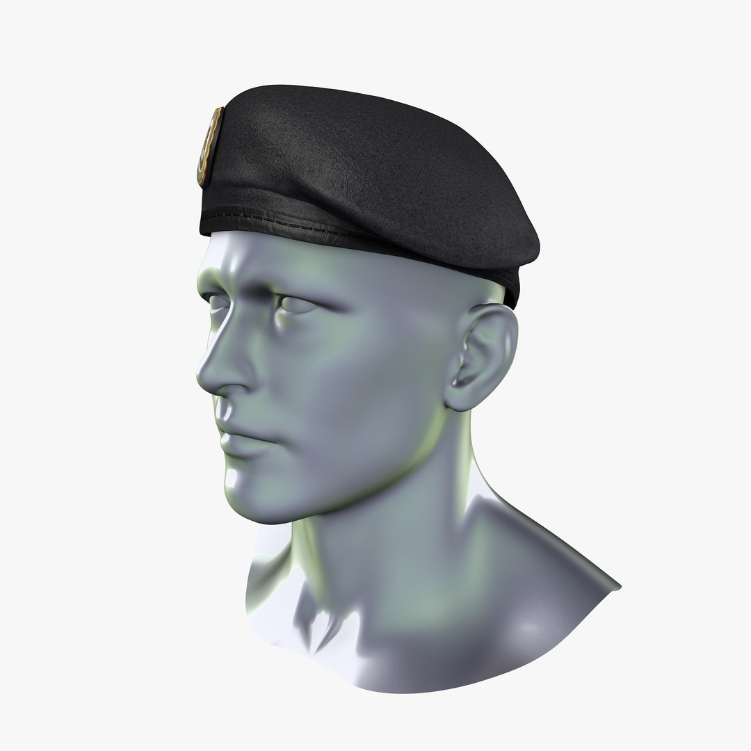 Special Forces Beret 3D Model – Low Poly Game Ready Asset, FBX, OBJ - View 3