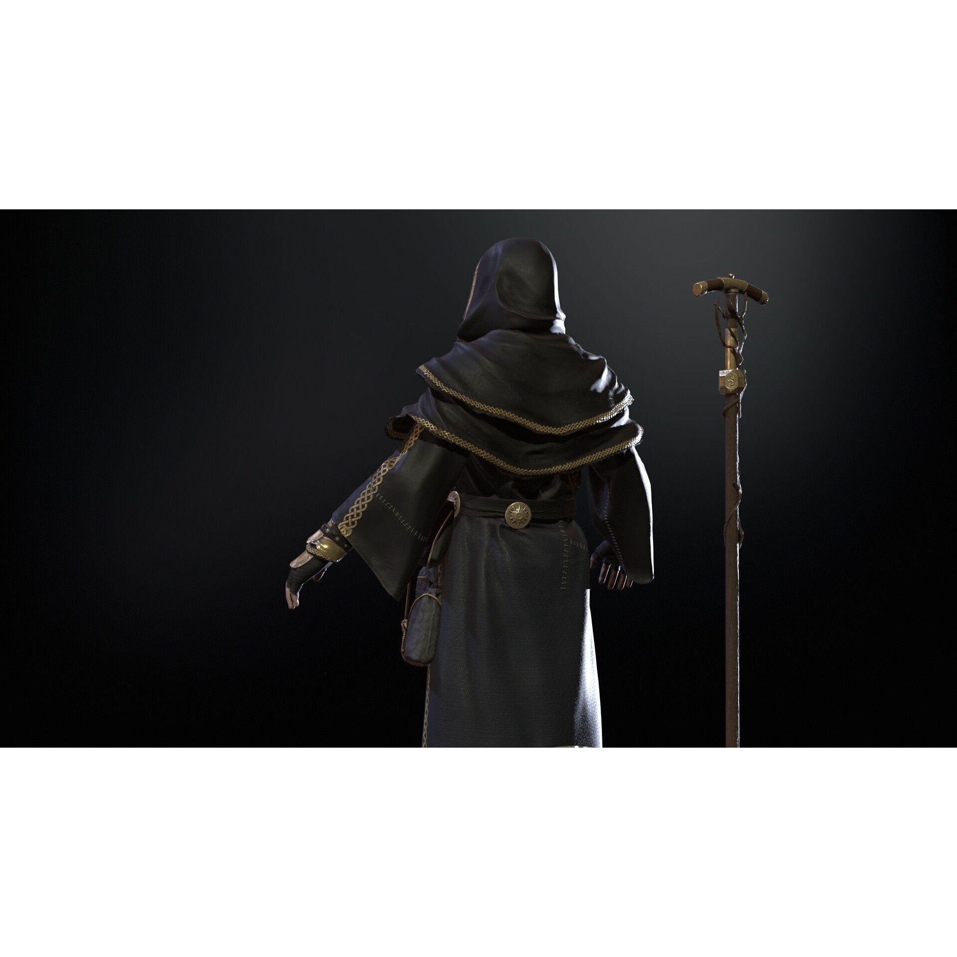 Old Mage - Low-Poly Game-Ready 3D Model - View 11
