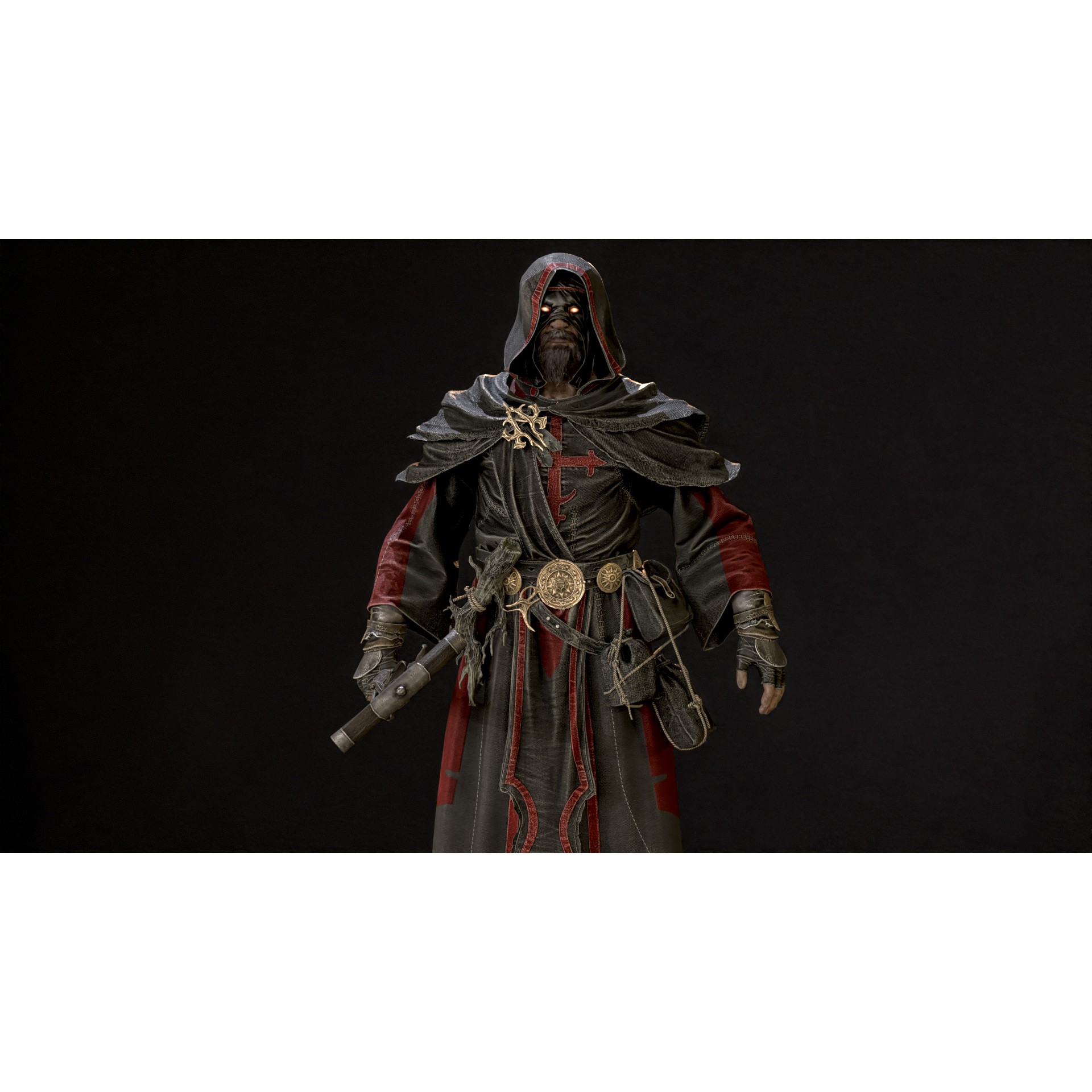 Old Mage - Low-Poly Game-Ready 3D Model - View 12