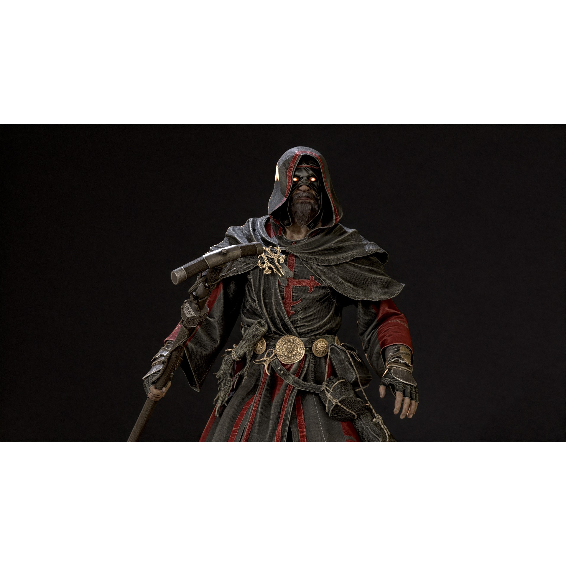 Old Mage - Low-Poly Game-Ready 3D Model - View 14