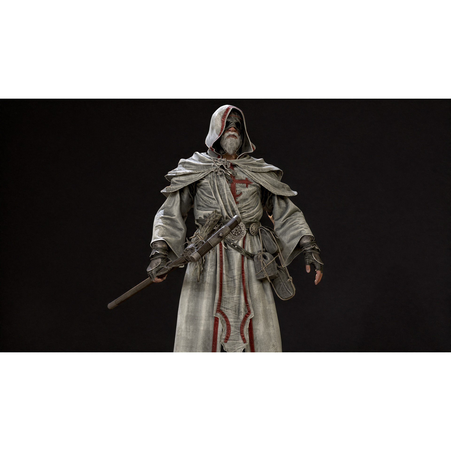 Old Mage - Low-Poly Game-Ready 3D Model - View 16