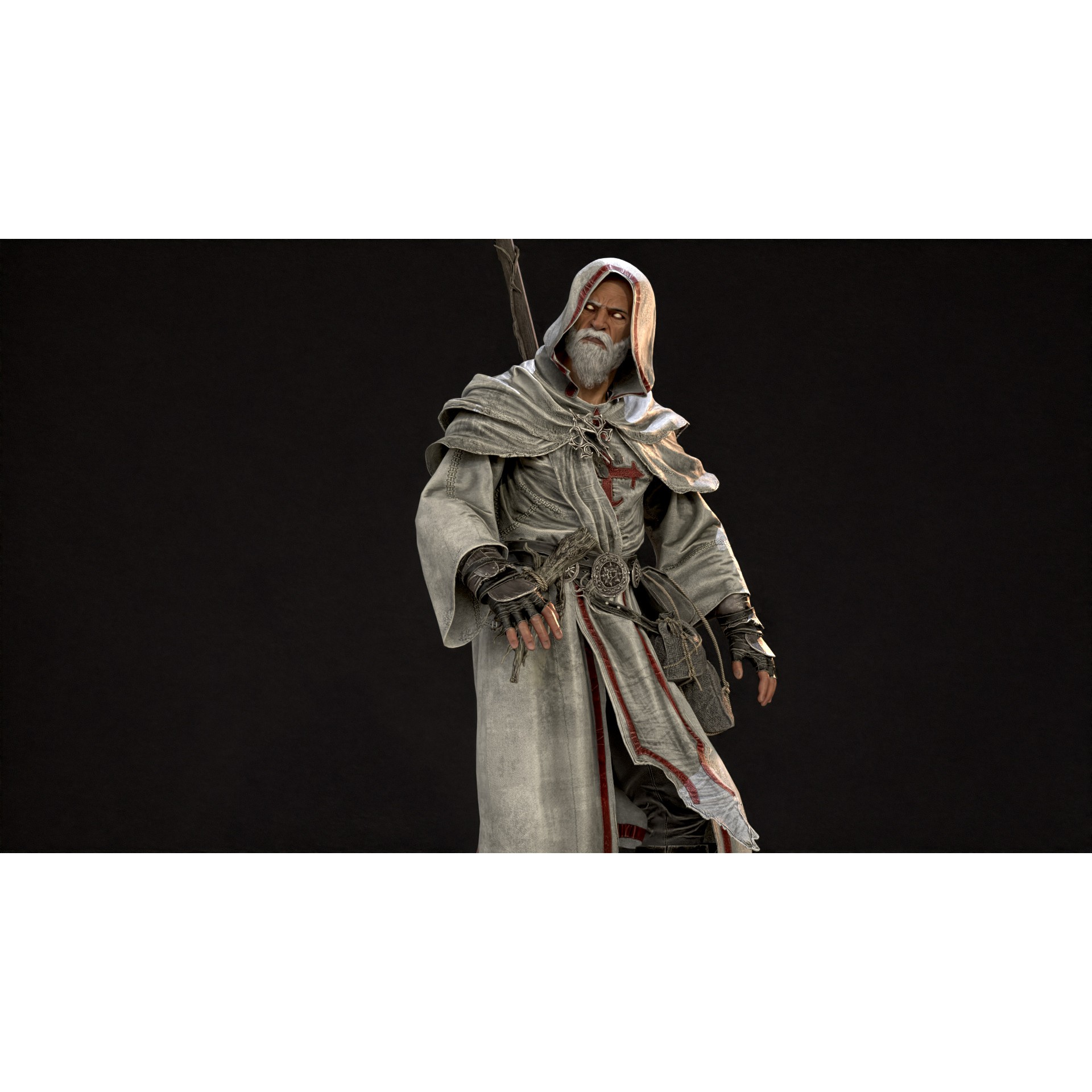 Old Mage - Low-Poly Game-Ready 3D Model - View 17