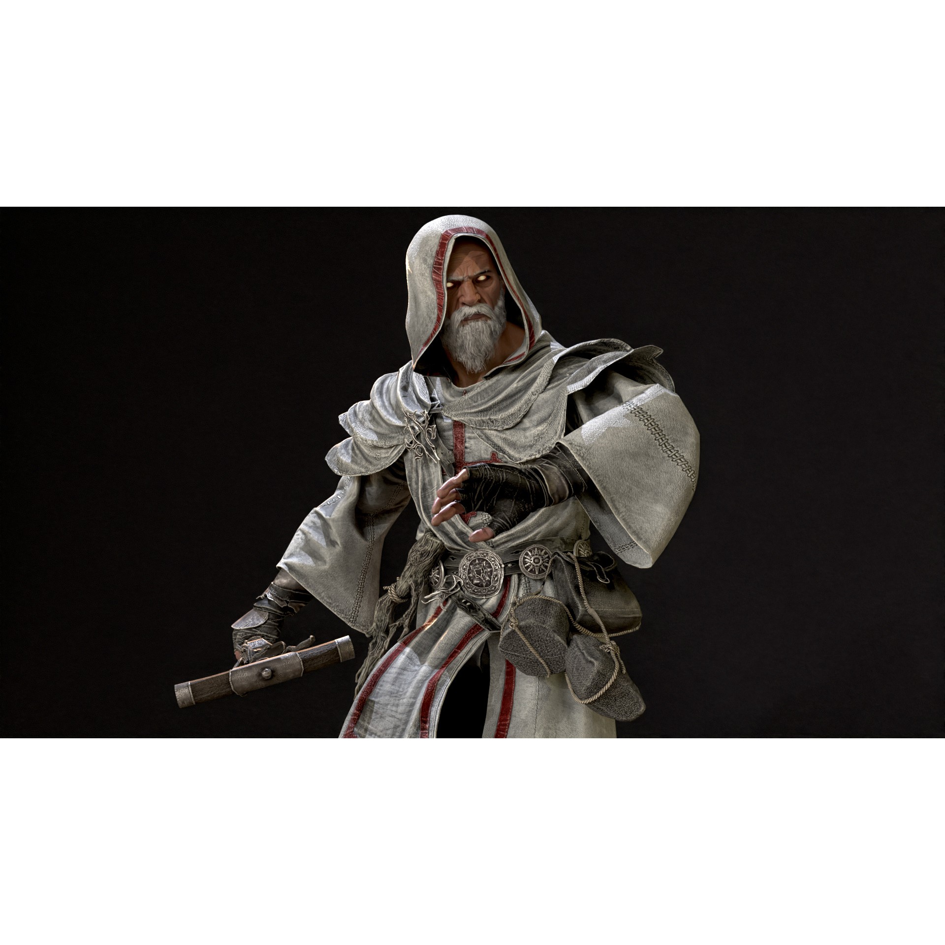 Old Mage - Low-Poly Game-Ready 3D Model - View 19