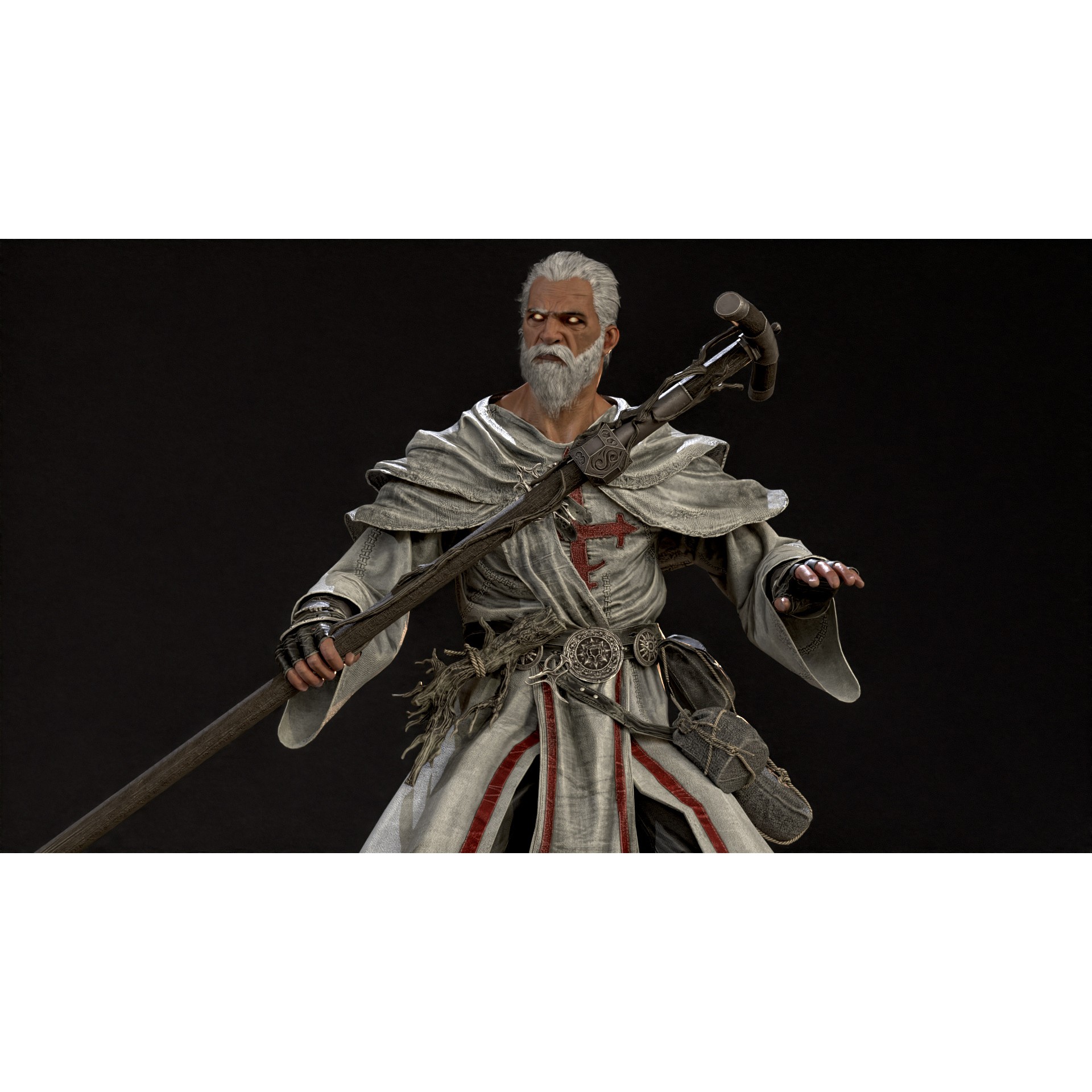 Old Mage - Low-Poly Game-Ready 3D Model - View 20