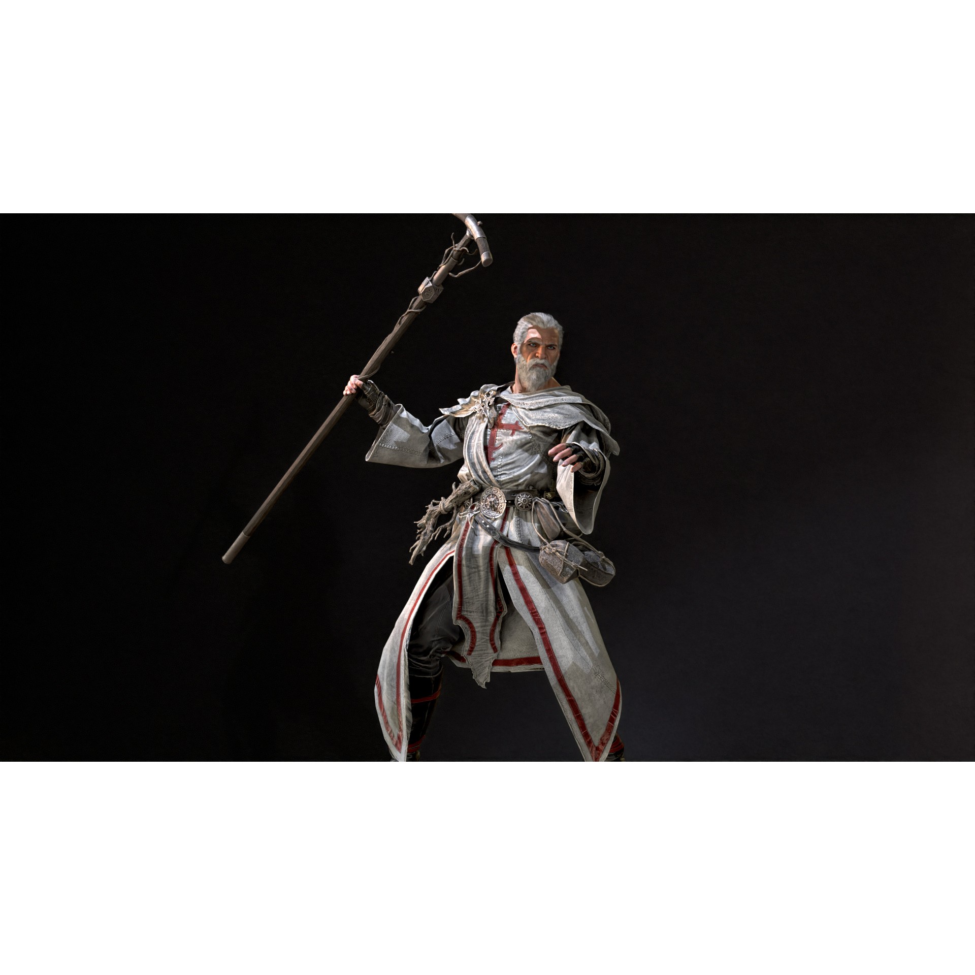 Old Mage - Low-Poly Game-Ready 3D Model - View 21