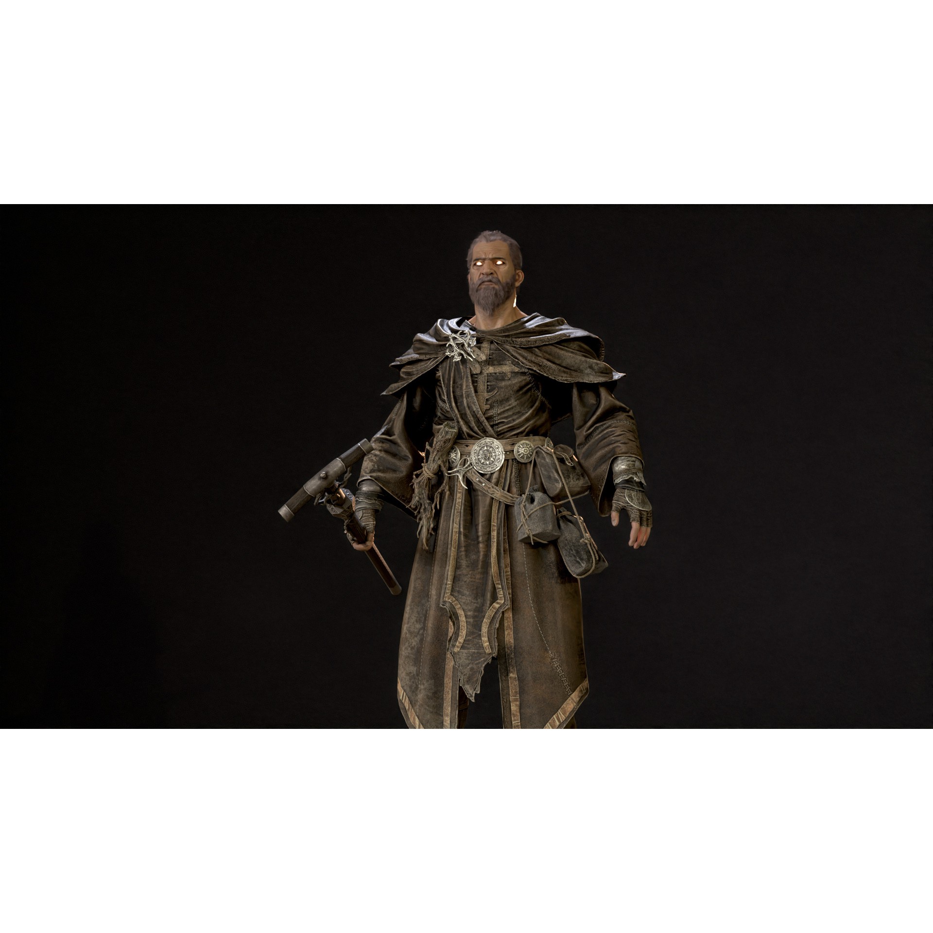 Old Mage - Low-Poly Game-Ready 3D Model - View 22
