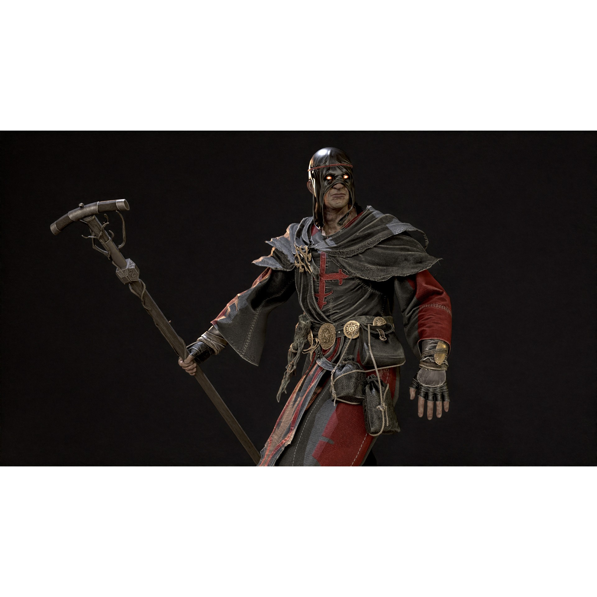 Old Mage - Low-Poly Game-Ready 3D Model - View 24