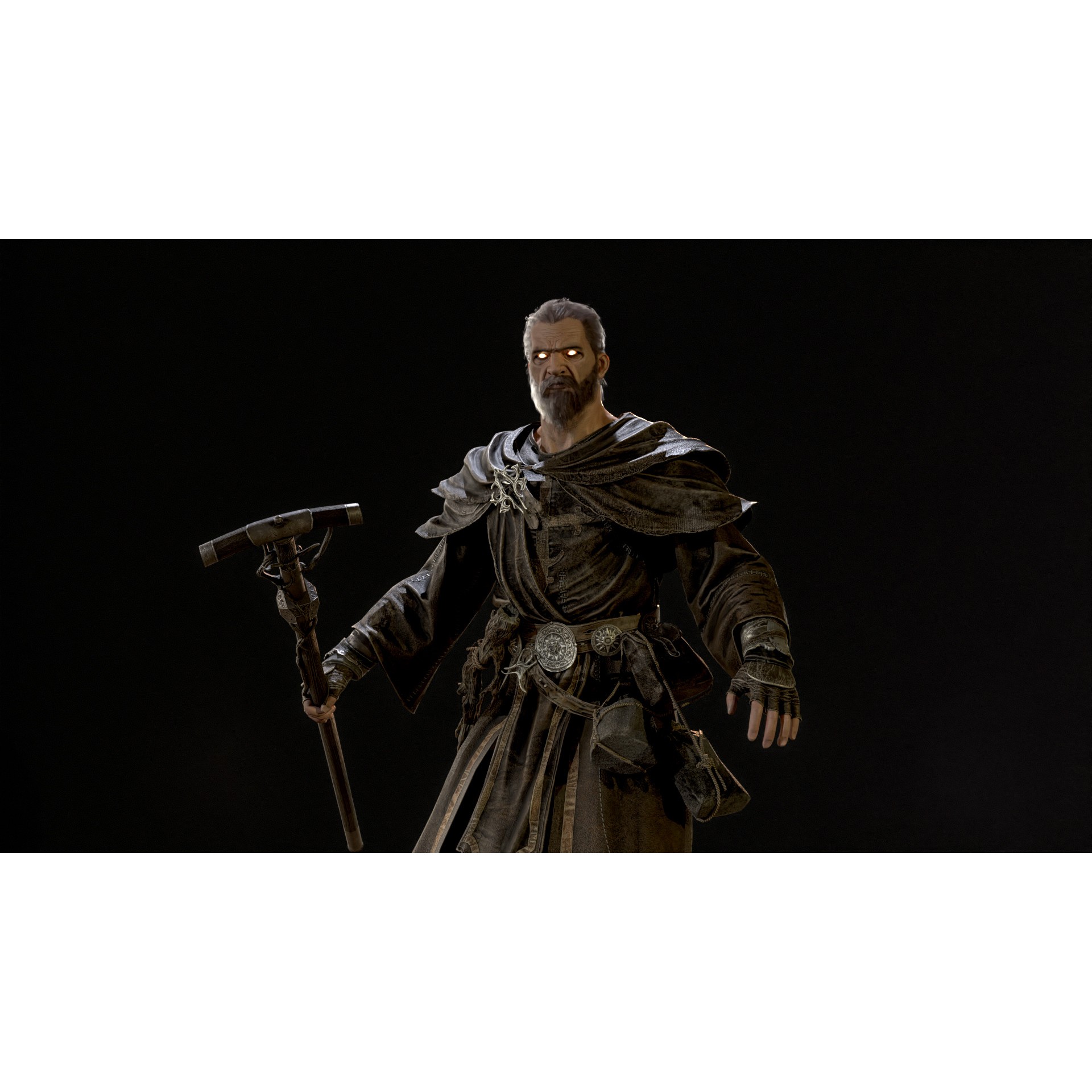 Old Mage - Low-Poly Game-Ready 3D Model - View 25