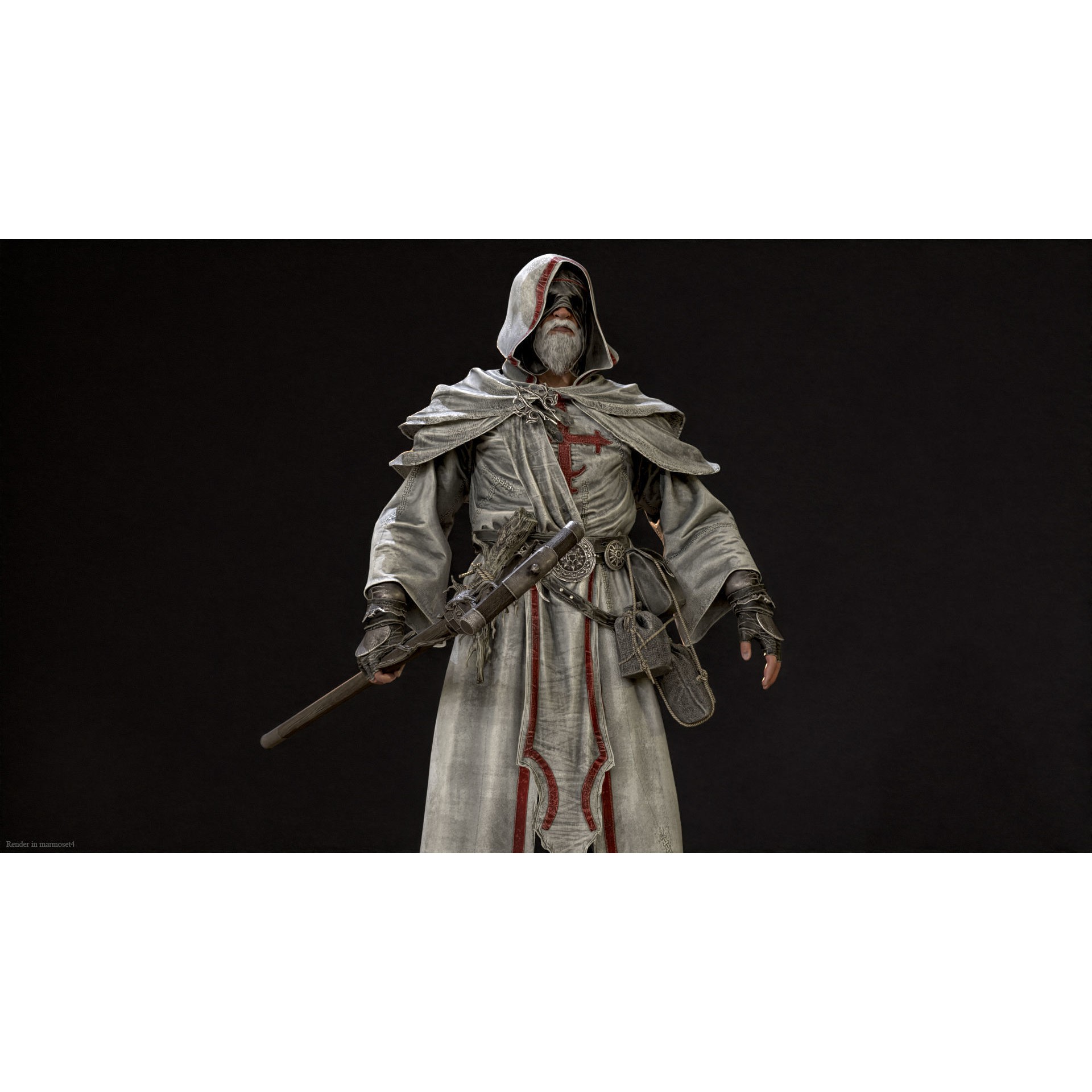 Old Mage - Low-Poly Game-Ready 3D Model - View 3