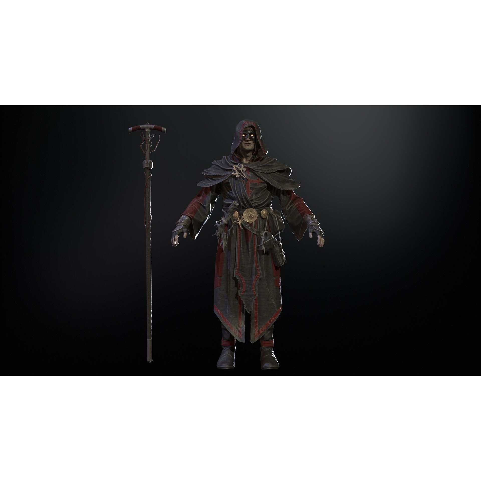 Old Mage - Low-Poly Game-Ready 3D Model - View 34