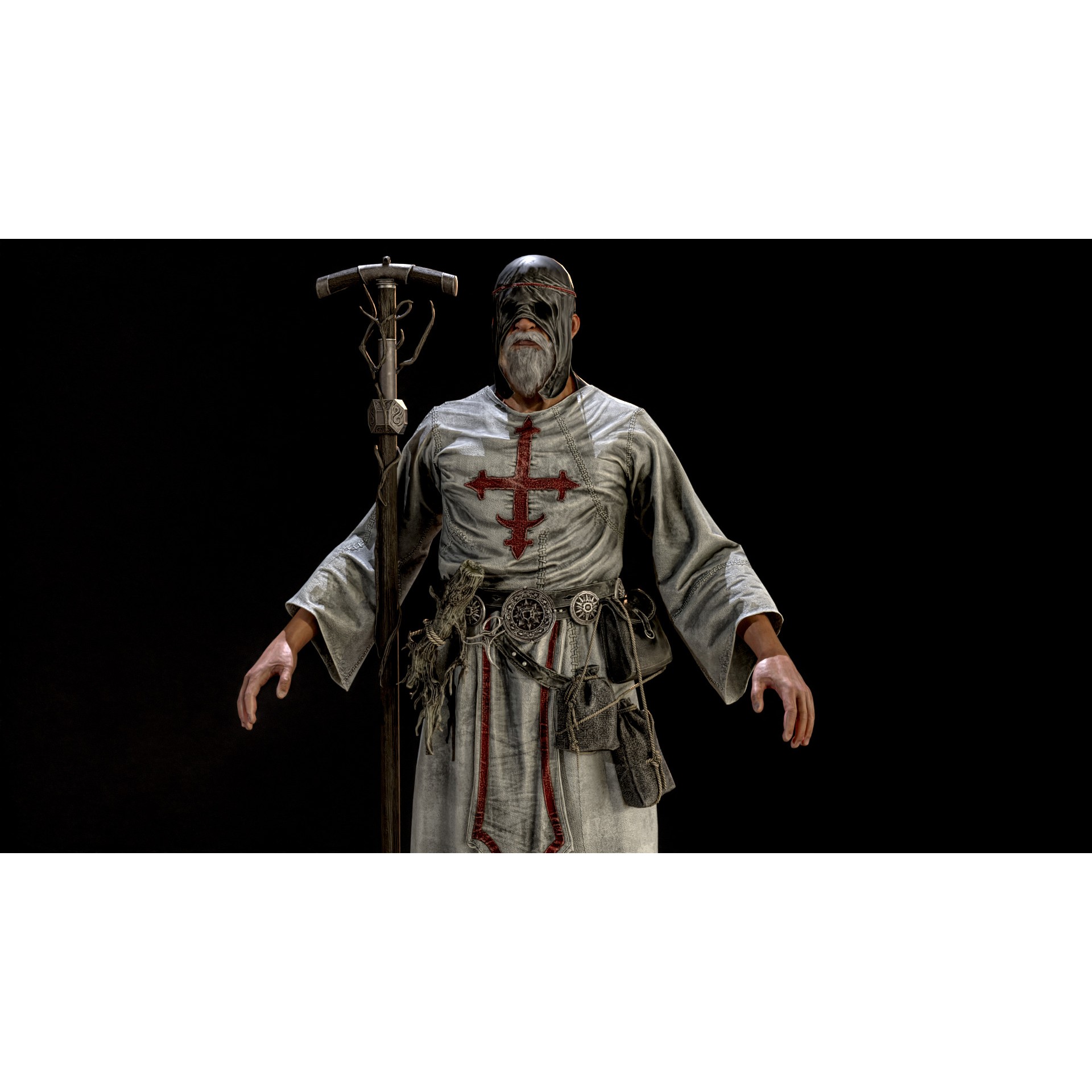 Old Mage - Low-Poly Game-Ready 3D Model - View 35